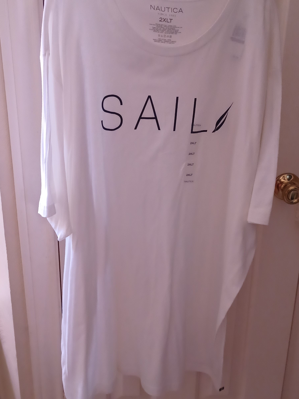 Nautica White 'SAIL' Short-Sleeve Polo Tee with Navy Print